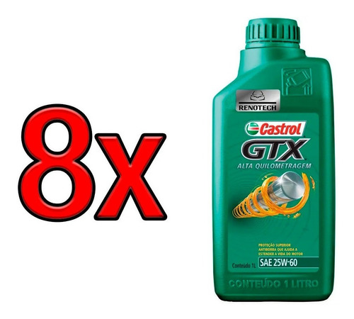 Oleo Castrol 25w60 Sl Gtx Alta Km Mineral 8x 3380148