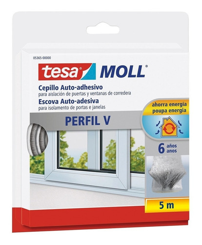 Tesamoll® Cepillo V - Ventanas Corredizas 5m