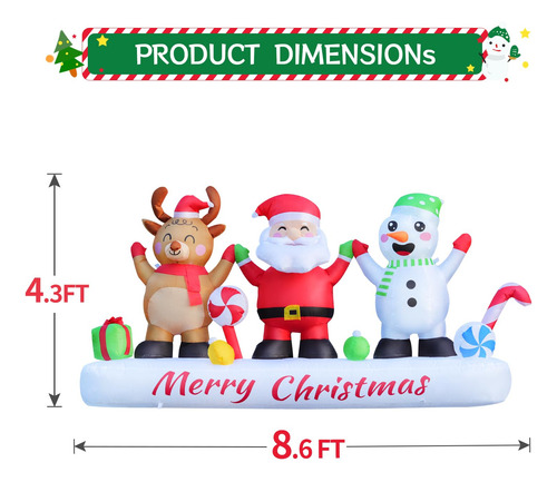 Muñeco De Nieve Inflable 2.4 M Con Luz Led Decoración Navida