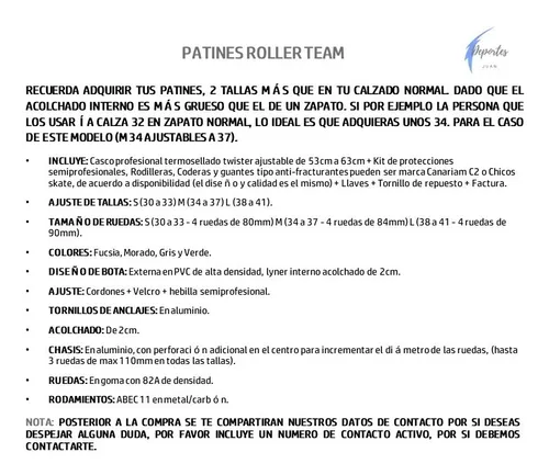 Patines Semiprofesionales Canariam Team + Casco + Proteccion