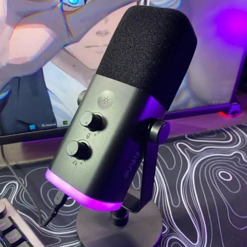 Microfone Fifine Am8 Cor Preto Gamer Com Rgb Led