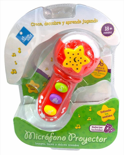 Imagen 1 de 4 de Microfono Toy Bebe Proyector Luz Melodias Cod 7196 Bigshop