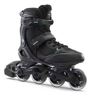 Patines Roller Fitness Fit100 Mujer Negro Menta Oxelo