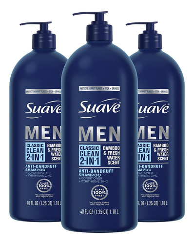 Suave Men 2 Em 1 Shampoo E Condicionador Anticaspa, Classic