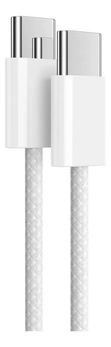 Cabo Usb Tipo C 60w Nylon Trançado Para Samsung, Xiaomi Branco
