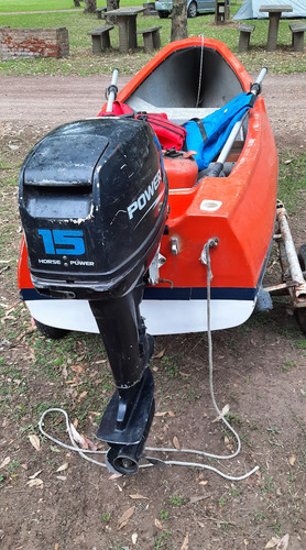 Canobote Largo 3.85mt 2 Tambuchos Motor 15hp Chalecos Remos
