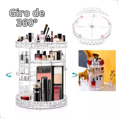 Organizador de cosméticos e maquiagem acrílico 360° giratório