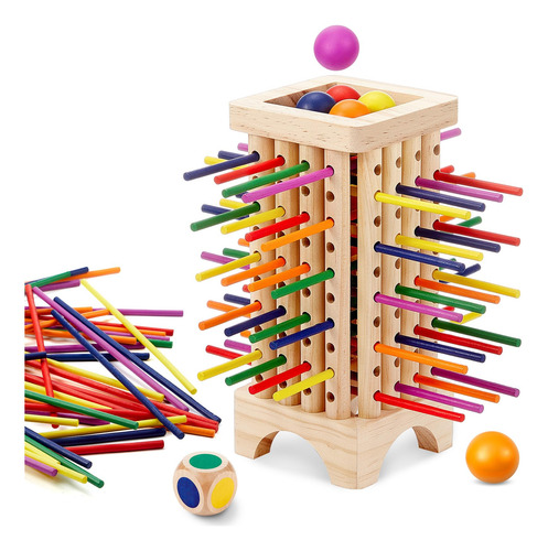 Juego Montessori Relaxgiant Con Torre De Palitos De Madera D