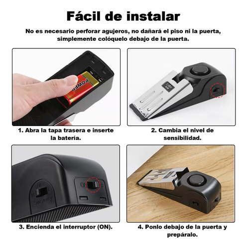 Cerradura Y Alarma De Tope De Puerta, 120db, Seguridad
