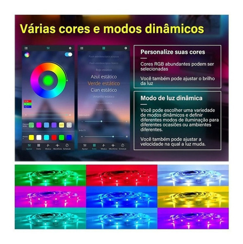 Fita Conduzida 5050 Rgb 10 Medidores Com Função De Ritmo Mus Cor Da Luz Rgb