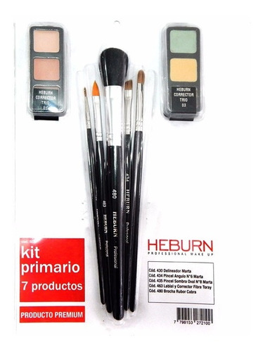 Heburn Pinceles Brochas Maquillaje 509 Primario + Corrector