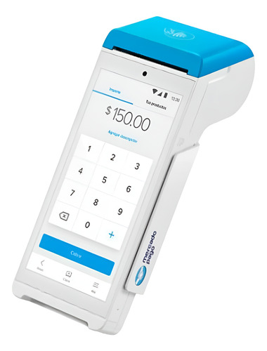 Mercado Pago Point Smart Chip 4g Celular + Impresora Posnet Azul
