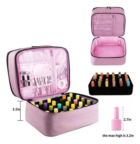 Bolsa De Almacenamiento De Esmalte De Uñas Rosa Portátil