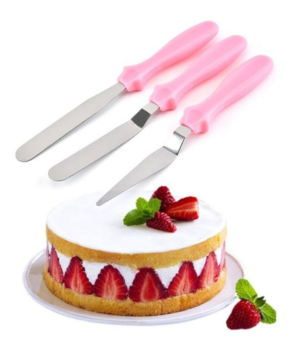 3pz Espatula Angular Recta Punta Pastel Repostería Fondant