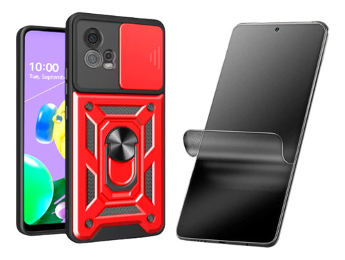 Funda Antigolpe Con Anillo + Hidrogel Matte Para Moto G72