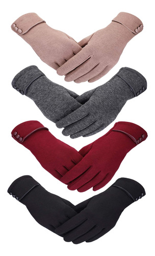 Satinior, 4 Pares De Guantes Para Mujer Con Pantalla Táctil,