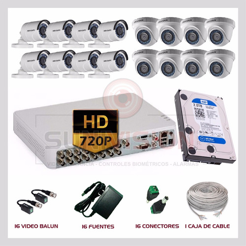 Kit 16 Camaras Seguridad Turbo Hd 720p Hikvision Disco 2tb