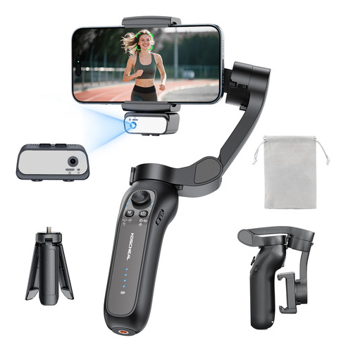 Gimbal Estabilizador Para Celular Koscheal L7b Pro Max Plegable Bluetooth De 3 Ejes Con Luz Led Magnética Y Función De Seguimiento Facial Por Ai Ideal Para Capturar Momentos En Video Y Foto