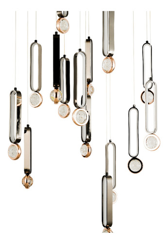 Lampara Colgante Moderna Doble Altura Cryssty Marca Class Dorado