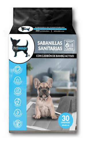 Petlounge® Sabanillas Sanitarias Carbón De Bambú 30 Un.