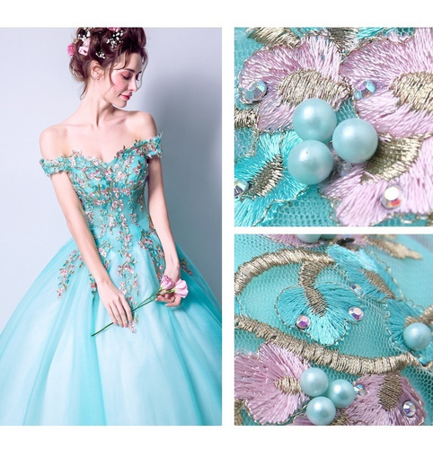 Vestido Xv Años Aqua Bordado Flores Az-8850 | Meses sin intereses Vestido Xv Años Aqua Bordado Flores Az-8850 | Meses sin intereses