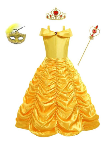 Disfraz De Princesa Bella  Vestido B  Para Niñas Y Niños