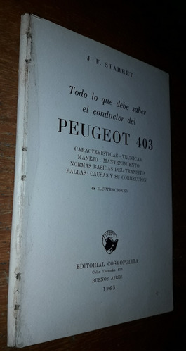 Catálogo Peugot 403 J. F. Starret Cosmopolita 1965 Sin Tapas