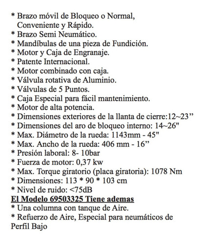 Desarmador Cubiertas Neumático Duca 1hp 220v + Refuerzo Aire