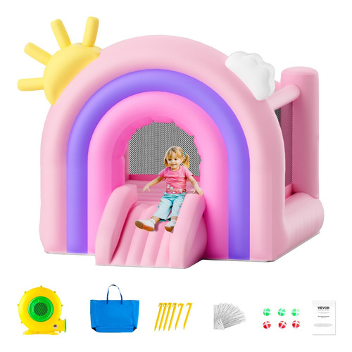 Trampolín Brincolín Inflable Niños Rosa Lila 2.3 X 2.3m Msi