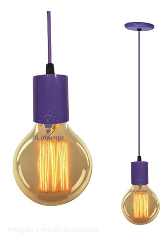 Colgante Moderno Simple Violeta 1 Luz Para Lampara E27