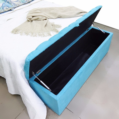 Puff Bau King Para Pé De Cama Azul Turquesa