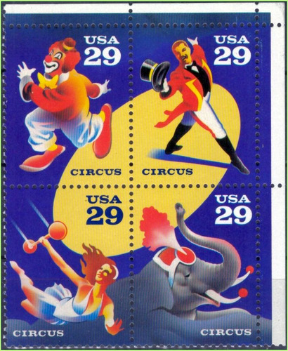 Estados Unidos - Circo - 1993 - S/comp. - Bloco Com 4 Selos