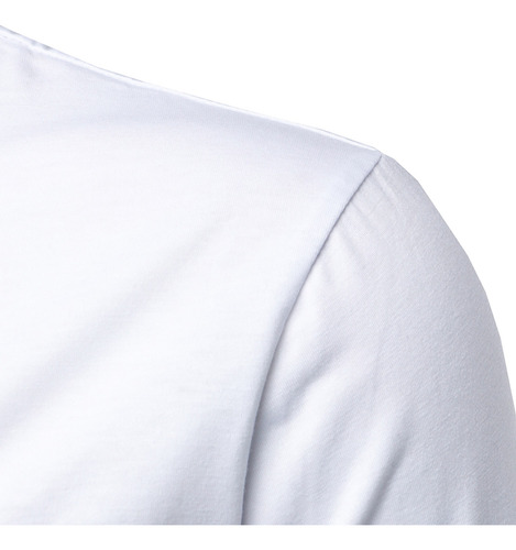 Camiseta Casual Con Botones Y Parche De Manga Corta Para Hom