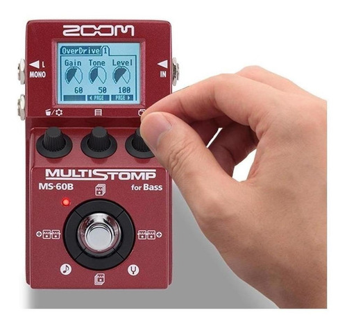 Zoom Zms-60b Pedal Multi Efecto Para Bajo Color Rojo