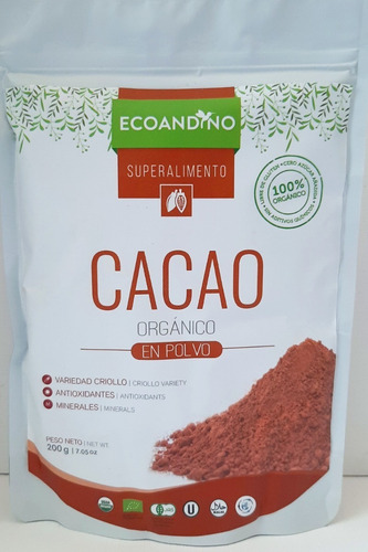 Cacao Powder X200gr. Superalimento 100% Orgánico - Perú