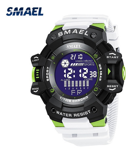 Smael Reloj Digital De Lujo Impermeable Para Hombre Color De La Correa Blanco Y Verde