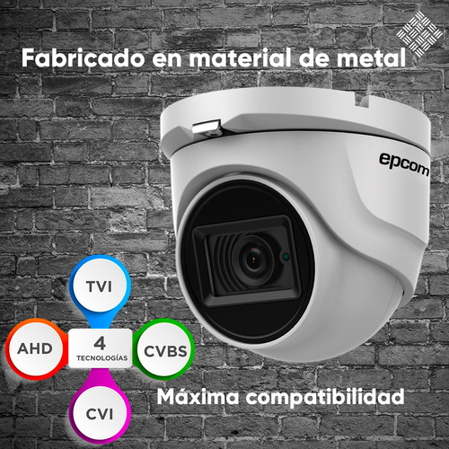 Epcom Kit De 4 Camaras De Seguridad Metalicas Eyeball 8mp Protección Ip66 Para Uso Exterior + Dvr 4ch Turbohd Con Detección De Movimiento Y Salida De Alarma +1tb Hdd Ev8004e4k-plus+1tb-sc