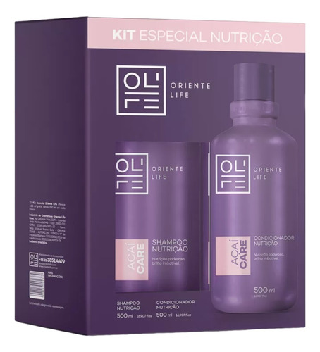 Kit Shampoo E Condicionador Nutrição Açaí 500ml Oriente Life