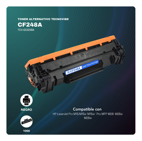 Toner Alternativo Tecnovibe Cf248a Con Chip Para Hp Laserjet Pro M15 M15a M15w Pro Mfp M28 M28a M28w Negro