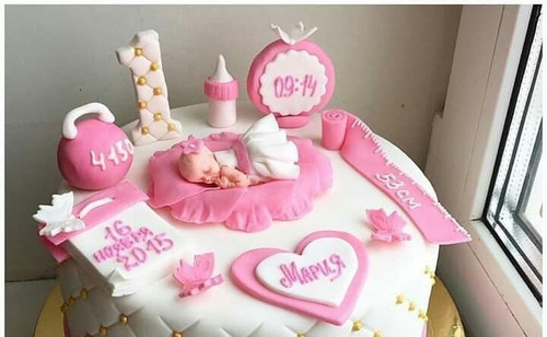 Adorno De Torta Baby Shower , Bautizo En Porcelana Frìa