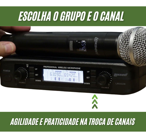 Microfone Profissional S/fio Duplo Multi Canal Lexsen Lm502m