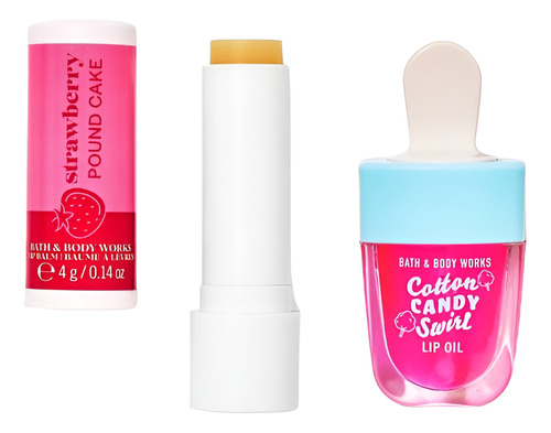 Bath And Body Works Kit Bálsamo Y Gloss Balsamo Strawberry Y Gloss Cotton Candy