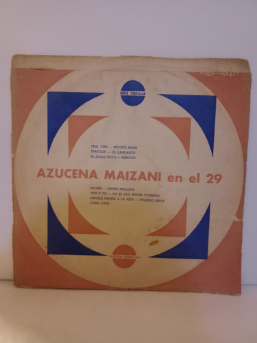 Azucena Maizani En El 29- Edición Reducida- Lp, Argentina