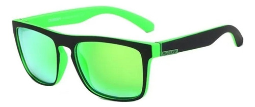Óculos de sol polarizados Dubery D731 armação de policarbonato cor preto/verde, lente verde espelhada, haste preto/verde de policarbonato