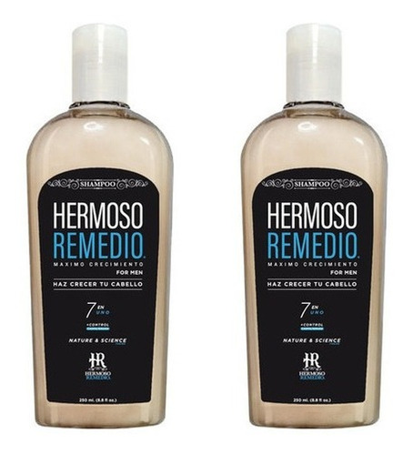 Imagen 1 de 9 de Pack Shampoo Hermoso Remedio ® Anticaida Crecimiento Acelerado Anticaspa Reparador Hidratante Para Hombre 250ml Por 2 Unidades