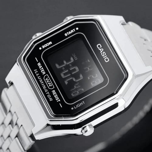 Reloj Casio Vintage Dama La680wa-1bdf Digital (liq. Stock) Phantom Silver Plateado Negro