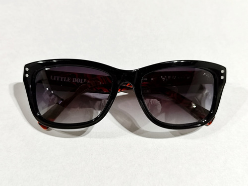 Lentes De Sol Vulk Little Doll Acetato Clásica Único Liso Negro Y Rojo Negro Negro Negro (Usado)