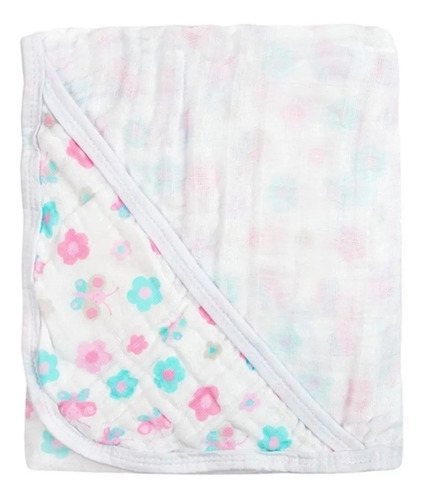 Imagem 2 de 5 de Toalha Fralda Com Capuz Baby 85x85cm Rosa Macia Minasrey