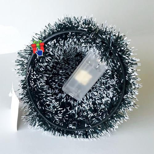 Imagen 5 de 6 de Arbolito Arbol Navidad Lameta Con Luz Led A Pila 38cm