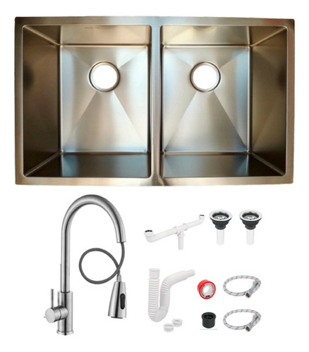 Tarja Fregadero De Cocina Submontar Acero Inoxidable Con Kit Color Plateado